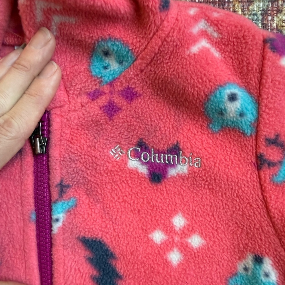 Columbia 18-24month infant Snowtop II bunting fleece pink woodland creatures - Picture 7 of 13
